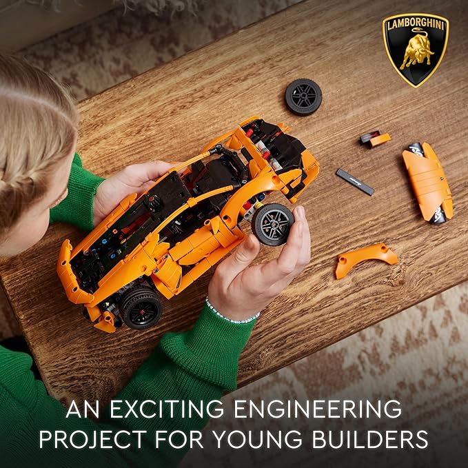 LEGO Technic Lamborghini Huracán Tecnica Orange Toy Cars - Building Toys for Boys &amp Girls Ages 9+ - Gift for Easter Basket - Kids Bedroom and Desk Decor - 42196