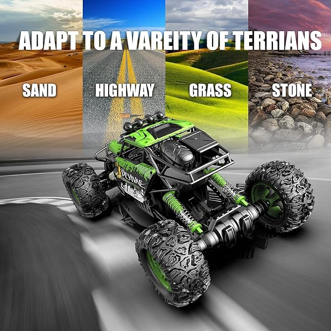 CROBOLL 1:12 Large RC Cars for Boys with Upgraded Lifting Function 2.4GHz 4WD Remote Control Car Toy Gifts 20km/h Monster Truck for Kids All Terrain RC Truck for 60Min Play(Green)