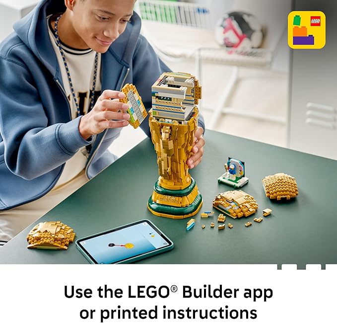 LEGO Editions FIFA World Cup Official Trophy Building Set - Kit for Display in Bedroom Home Office Book Shelf - Soccer Fans Collectible - with World Cup 2026 Minifigure - Gift for Fans - 43020
