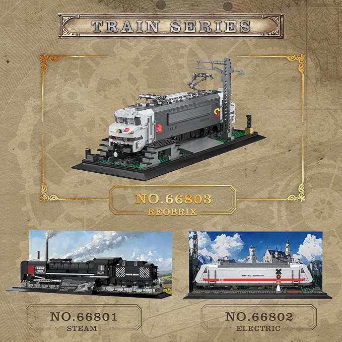 Reobrix BB15000 Train Building Block Set 66803 Collectible Electric Locomotive Display Creative Model for Train Fans Gift for Adults 14+(2053PCS)