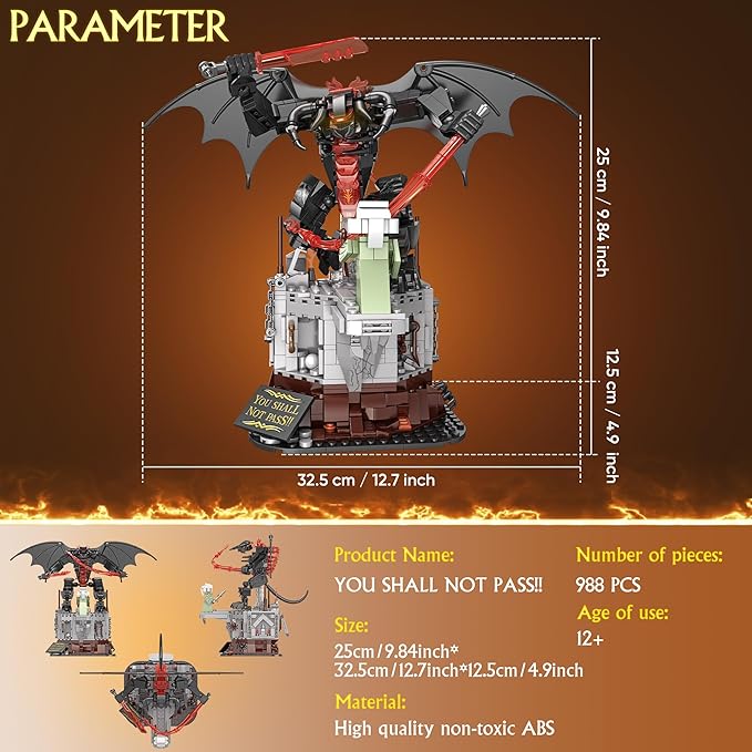KHEO Magic Rings Battle Construction Building Set Guardian Showdown Dark Lord Monsters Building Toys Monsters Building Block Collection Gift for Adult and Movie Fans Ideal Toy for Kids 8+ 988PCS