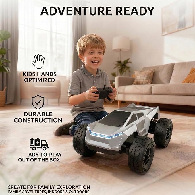 Cyber Toy Car for Kids - 1/18 Cyber Remote Control Car Hobby Monster Truck Toys 2.4GHz Off-Road Vehicles Birthday Gifts for Boys 4-6 Years Old Kids Age 5-7
