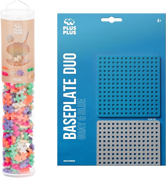PLUS PLUS 240 Piece Interlocking Building Blocks for Kids Open Ended Connecting Toys STEM Bin Mini Manipulatives - Pearl Mix Play Tube &amp Baseplate