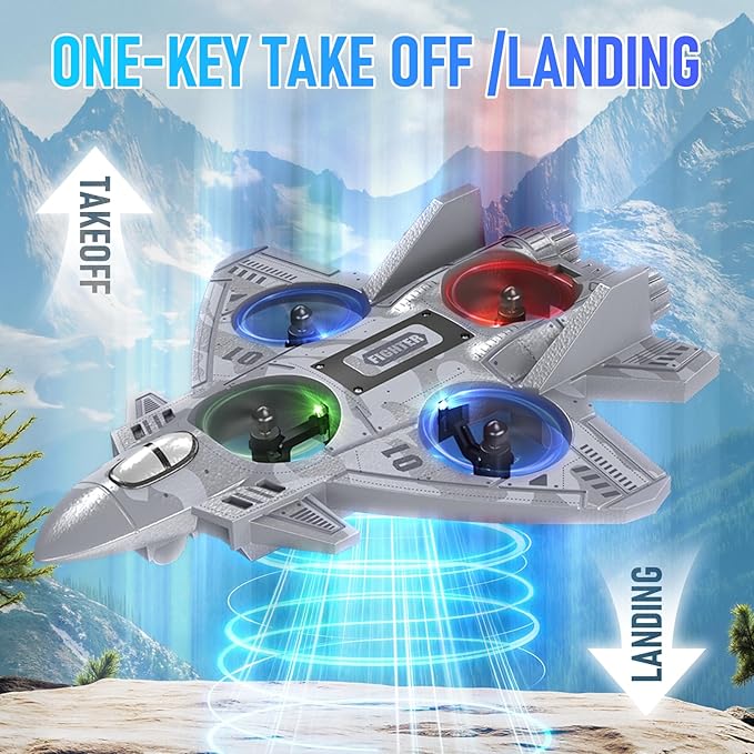 RC Plane Remote Control Airplane Drone for Kids Ages 8+ RC Planes Foam Airplanes for Adults Kids Fighter Jet Toy with Lights 360°Flip and 3 Speed Modes Airplane Toys Gifts for Teenage Boys