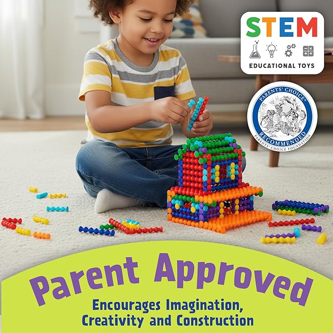 POPULAR PLAYTHINGS Playstix Construction Toy Set with Building Sticks for STEM and Classroom Use for Kids Ages 4 and Up - 150 Piece Kit