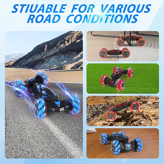 Remote Control Car Gesture Sensing RC Stunt Car 4WD Offroad for Rotating 2.4 Ghz Remote Control and Hand Controlled Twist CarsTransform RC Cars Toy Presents for Boys and Girls Age 6-13