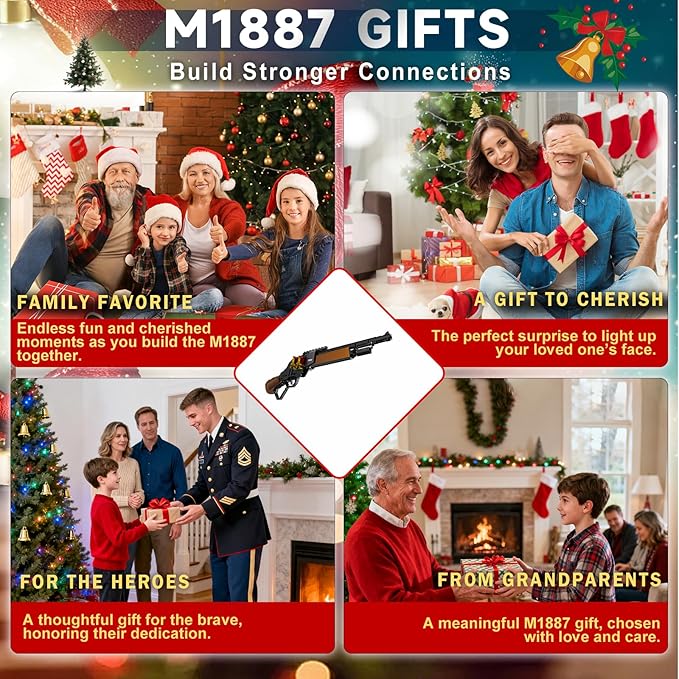 Sosuy Building Block Gun Sets M1887 1:1 DIY Shootable Shotgun Model Guns Toys for Adult Teen Boys Birthday for Men Kids Age 8+ Bricks Collection for Army Fan 1370PCS