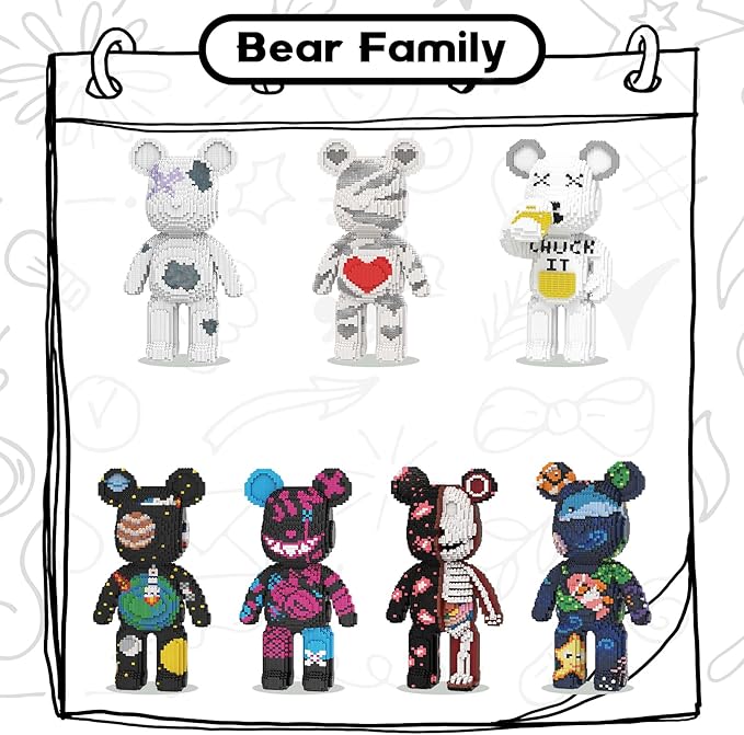Red Heart Bear Building Blocks (5300 PCS) Creative Animal Brick Set for Kids &amp Adults Micro Building Blocks Teddy Blocks Children Toys for Christmas Halloween Anniversary