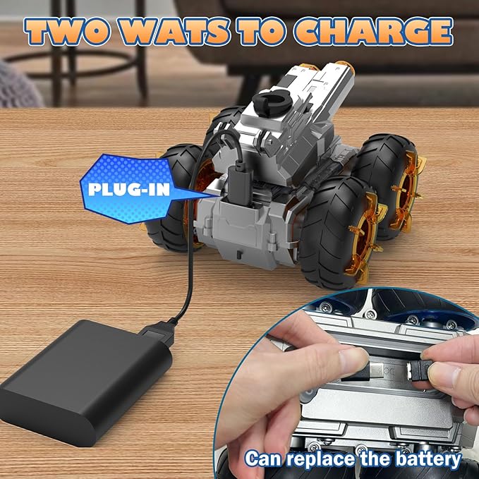 Waterproof Remote Control Car with Water GunRechargeable Amphibious Rc Car BoatsGesture Sensing RC Stunt Cars Drive on WaterOutdoor Indoor Pool Toys for KidsBirthday Gifts for Boys Girls Teens 8+