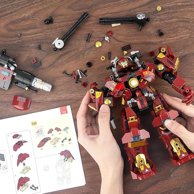 HIGH GODO Mech Robot Transforming Building Blocks Set for Adults City Warrior Justice Hero Soldier Mech Model Building Kit Cool Creative Robots Toys Gift for Teens 14+ 588 Pieces