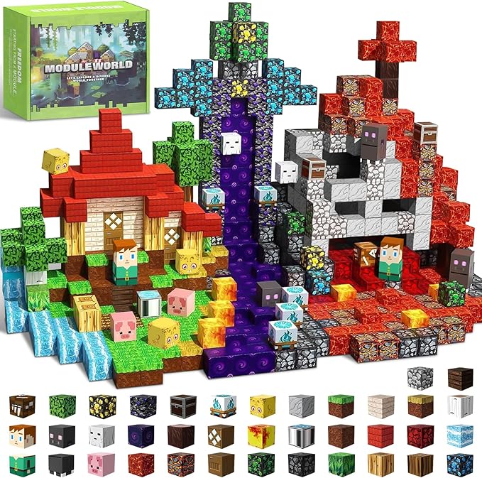 300PCS Magnetic Blocks for Kids 0.8in Magnetic Building Block Toys for Boys Girls Age 3 4 5 6 7 8 9 10 Magnet Cubes Game Magnetic Tiles STEM Toys Christmas Birthday Gifts for Kids Toddlers