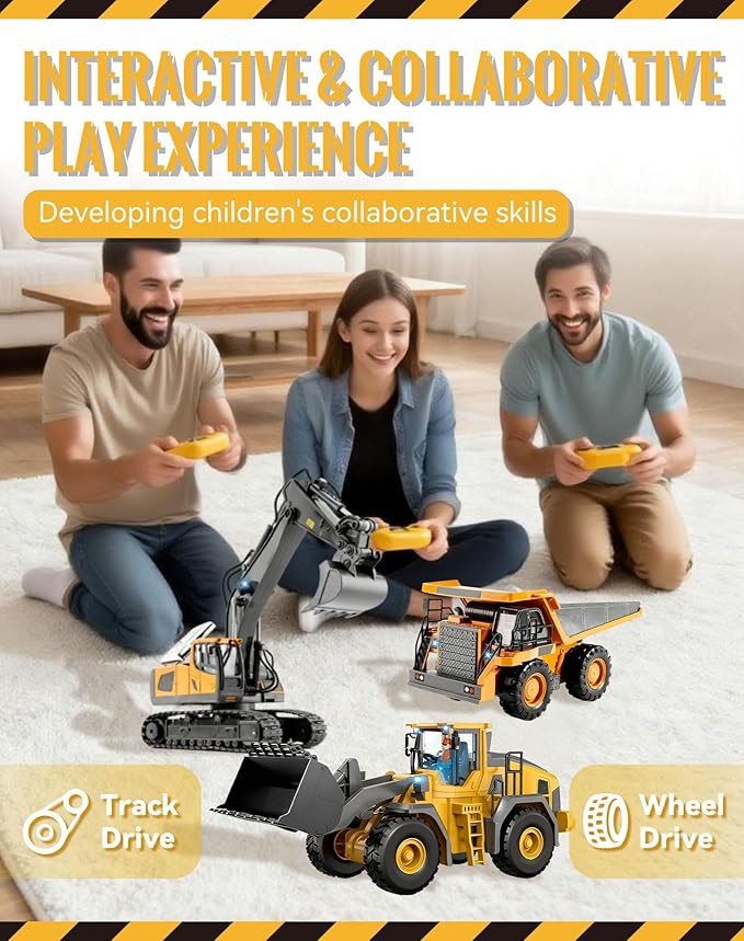 Construction Rc Set of 4 Rc Excavator for Adults Command The Site Conquer The Dirt Remote Control Excavators with 360 Rotation Metal Parts Little Builders Big Action(1pc-4)