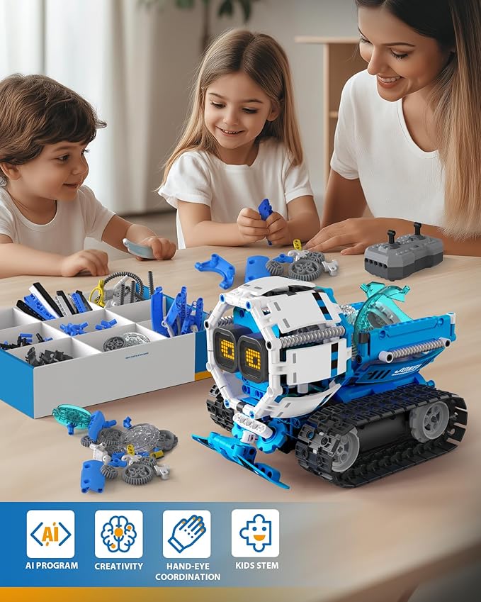5 in 1 STEM Robot Building Toys for Boys Age 8-13 494PCS Remote &amp App-Controlled Set Educational Coding Toy Kids DIY Sound &amp Light Interactive Science Sets Gift for Boys Girls 10-12
