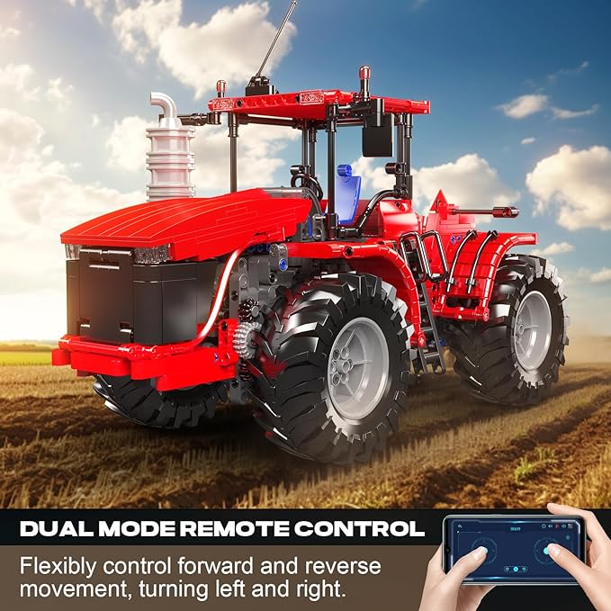 Mould King 17082 Tractor Building Blocks Set RC High-Tech Tractor Toy Realistic Engineering Toy with Motorized Functions Creative Gift Collectors (1300 PCS)