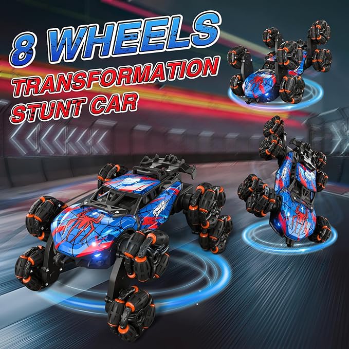 Sunrad 8WD Gesture Sensing RC Stunt Car with Spray &amp Light &amp Music for Kids Age 6-8-13 Spider Hand Remote Control Car 2.4Ghz Double-Sided Climbing Drift RC Car Toys Birthday Gift for Boys