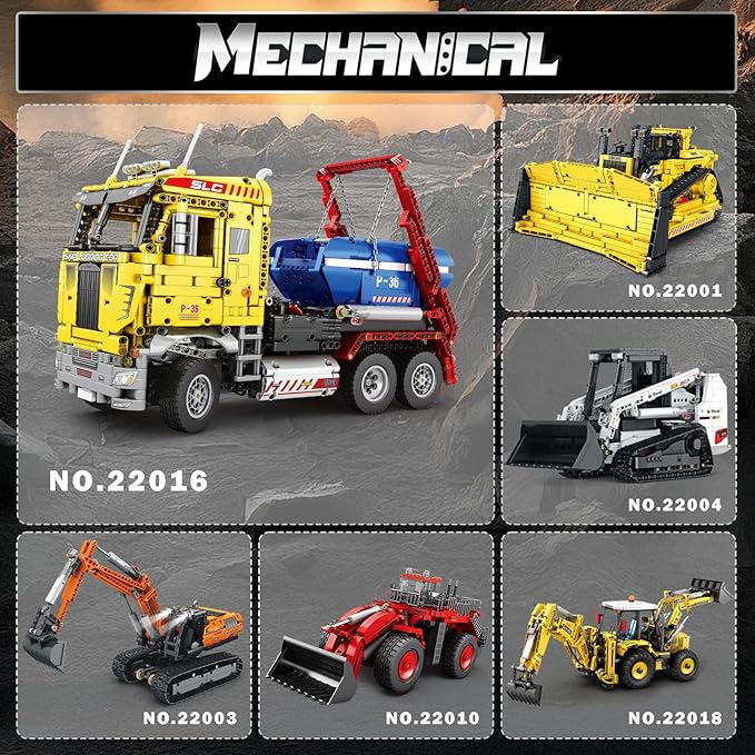 Reobrix Skip Loading Truck Building Blocks Set 22016 RC Dump Truck Model Kit for Adult Remote Control Technic Construction Vehicle Toys Gifts for Adult 14+