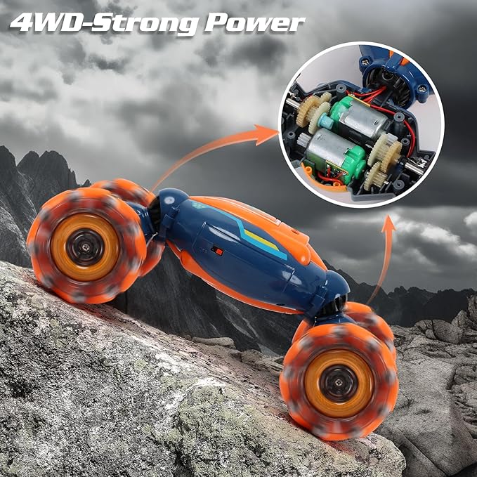 Gesture Sensing RC Stunt Car - Boys Girls Toys Age 6-8-12 4WD Hand Controlled Remote Control Twist Car with Light &amp MusicCool Birthday presents and Ideas Gifts for Kids Age 6 7 8 9 10 11 12 Year