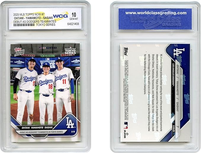 2025 MLB Topps Now OHTANI Yamamoto Sasaki Card #7 Teammates in Tokyo - Graded GEM Mint 10