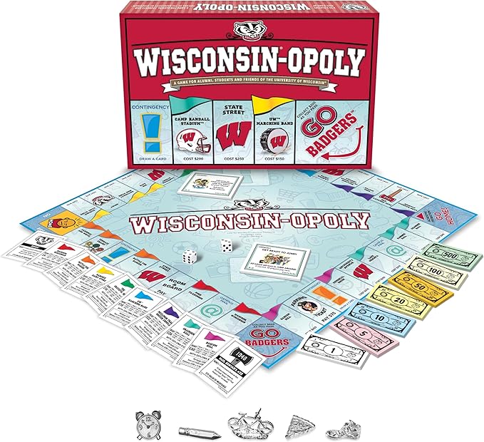 Late for The Sky Wisconsin-Opoly Board Game – Family Strategy Party Game for 2-6 Players Ages 8+ – Buy Properties Build Cabins &amp Lodges – Wisconsin Gift
