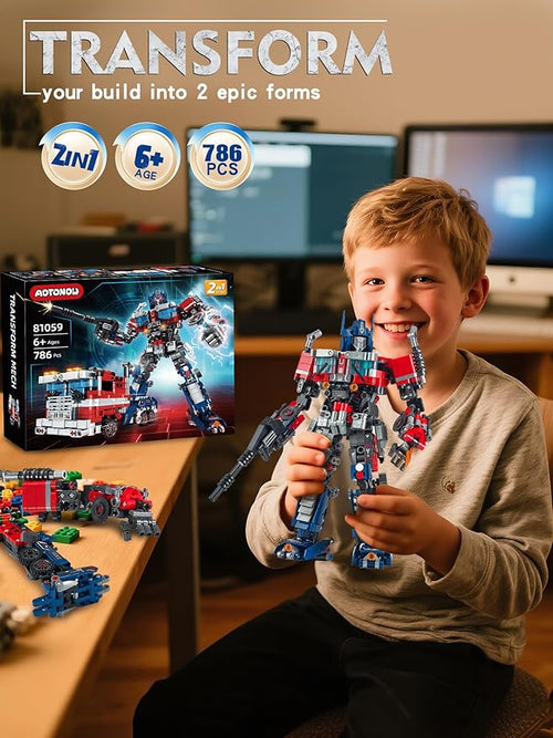 2 in 1 Transform Robots Building Sets for AdultsMecha Transforming Building Blocks Truck KitsAction Figures Toys for Movie FansChristmasBirthday Gift for Kids and Boys 8-14