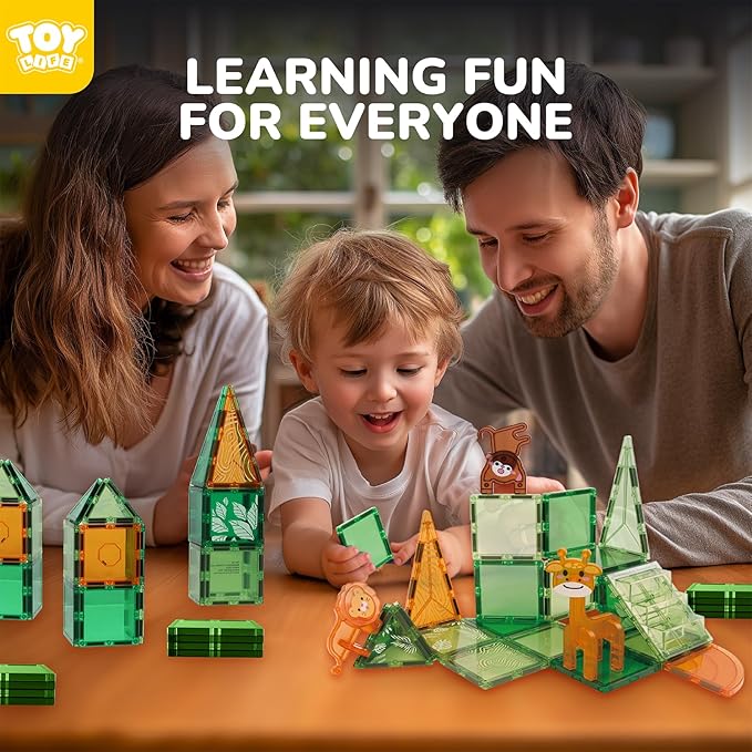 TOY Life 38 Pcs Magnetic Tiles Animals for Toddlers 3-5 Magnet Blocks for Kids Ages 4-8 STEM Magnet Tile Toys Building Tiles Set Christmas Birthday Gift for Boys and Girls