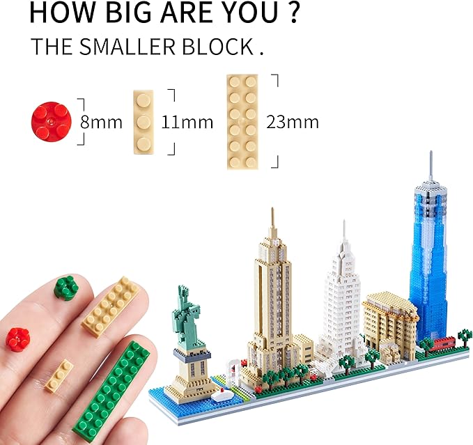 New York Iconic Architecture Skyline Micro Building Blocks – Challenging Construction Set for Adults and Teens 14+ 3452 Pieces Perfect Home and Office Decoration Gift for Friends