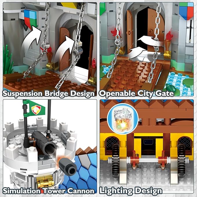 JMBricklayer Medieval Castle Building Sets for Adults Ideas House Model Toy Construction Set with LED Light Collectible or Home Office Display Gifts for Boys Girls Teens Women 41106