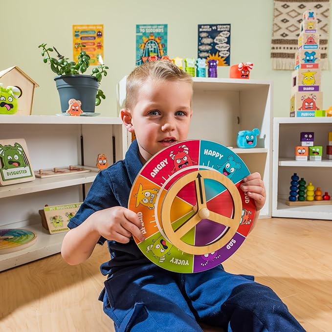 Open The Joy Steer Your Emotions Wheel – Wooden Emotional Regulation Steering Toy for Kids | SEL Tool for Toddlers and Preschool | Teaches Feelings &amp Self-Regulation | Ages 3+