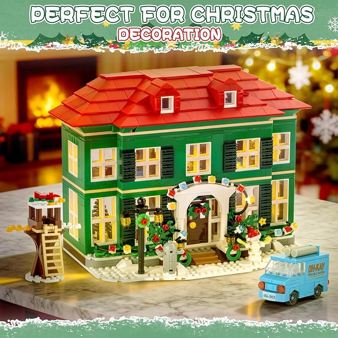 Christmas House Building Set with Light for Adults NO Compatible with Lego House 1187PCS Holiday Loness Home Boys House Building Kits Christmas for Movie Fans Friends Family
