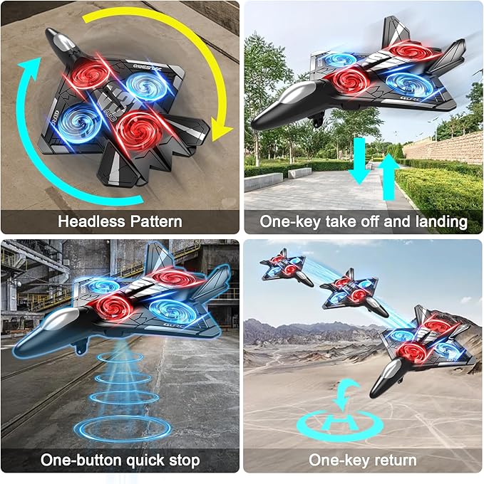 4DRC V31 Foam RC Planes Remote Control Airplanes for Kids Adults 4-7 8-16 Remote Control Planes Fighter Jet with Light 360° Flip Fighter Jet Toy Gravity Sensing Stunt Roll Gifts for Kids Boys