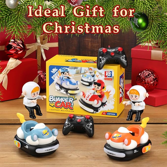 Remote Control Speed Bumper Cars Toy (2 Cars Set) – Rechargeable RC Ejector Cars with Music &amp Lights Fast-Response 2-Player Battle Racing Game for Kids Ages 3–8