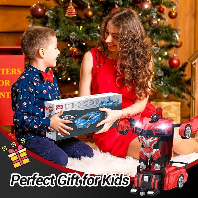 Transform Remote Control Car RC Cars for Boys Age 3-5 6-8 One-Button Transform Toy Cars 2.4GHz 360° Spin 1:16 Scale Flashing Headlight3-8 Year Old Grandkids Christmas Birthday Gifts