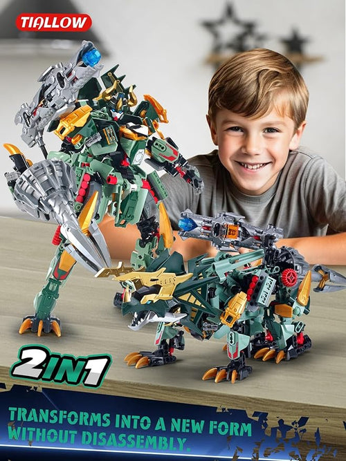 2 in 1 Triceratops Mech Building Blocks SetsDinosaurs Transform Robot Building ToysDinosaurs Mecha Building Kits Robotics Model for Boys Adult Age 8-14 (Triceratops)