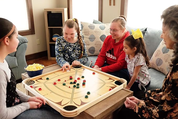 Carrom Board Game Set — Large Board Games for Adults &amp Children — Over 85 Board Games for Family Game Night — All in One Board Game Set