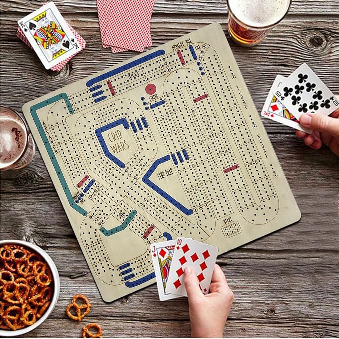 Cribbage Wars Board GameLarge Wooden Chessboard Set Cribbage Games Classic Board Game Bar Games for Families 35 * 35cm