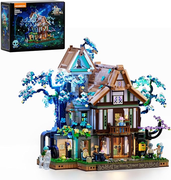 Sylvan-Inn Treehouse Lighting Building-Bricks-Set - 3120 Pcs Elf Hotel Cabin Collection Tree House LED Light Set for Adults and Retro House Collectors