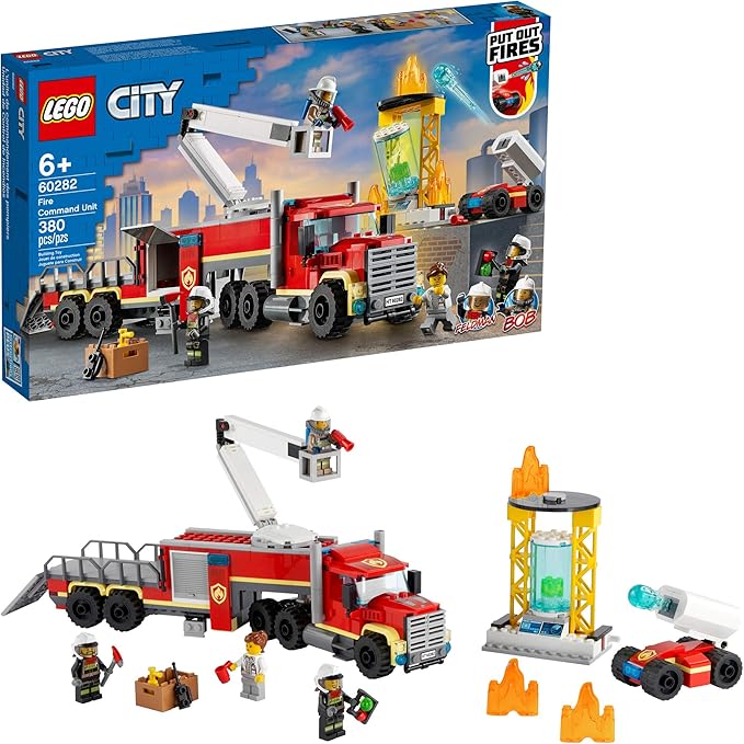 LEGO City Fire Command Unit 60282 Building Kit Fun Firefighter Toy Building Set for Kids New 2021 (380 Pieces)