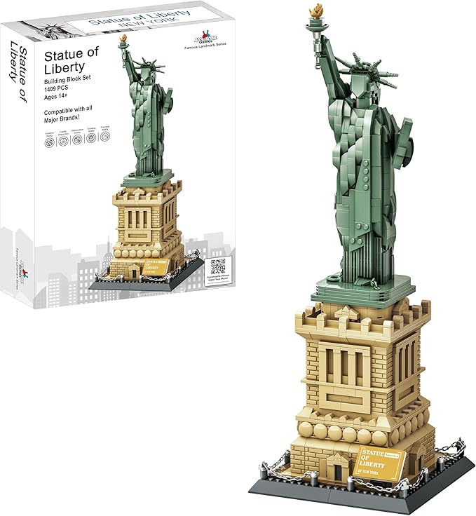 Apostrophe Games Statue of Liberty Building Block Set (1409 Pieces) New York's Statue of Liberty Famous Landmark Series - Architecture Model for Kids and Adults