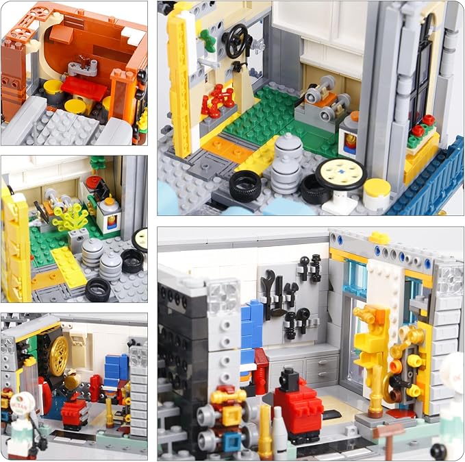 1859PCS City Serving Station Mini Building Blocks Toys not Compatible with Lego citys SizeCreative Street and Cars View Architecture Building SetsPerfect Choice for 14+ Boys Girls or Adults