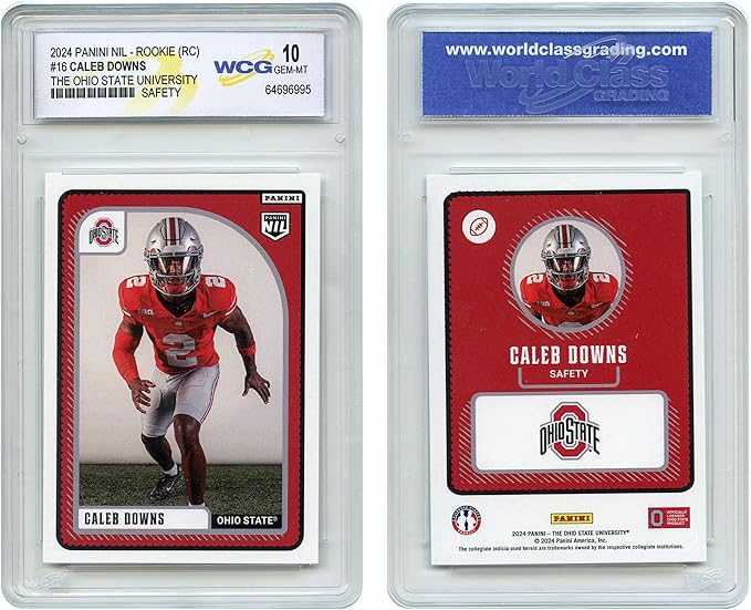 2024 Panini Caleb Downs The Ohio State Safety True Rookie Card #16 Best Defensive Player in The Country Projected #1 NFL Pick - Graded GEM Mint 10