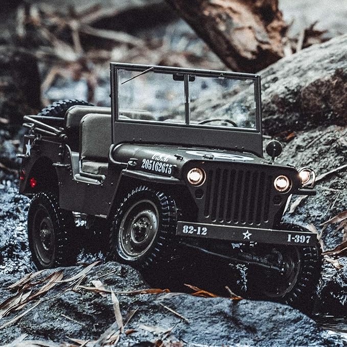 RocHobby 1/6 1941 MB Scaler RC Car 4x4 Hobby Grade RC Car Mini RC Rock Crawler Military RC Truck with 550 Brushed Motor LED Lights for Adults RS