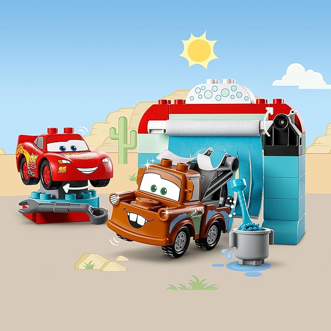 LEGO DUPLO Disney and Pixar's Cars Lightning McQueen &amp Mater's Car Wash Fun 10996 Buildable Toy for 2 Year Old Toddlers Boys &amp Girls Birthday Gift Idea