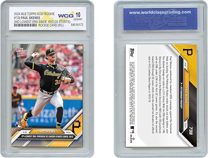 2024 Topps Now Paul SKENES 2nd Lowest Era Since 1913 Rookie Card #739 - Graded GEM-Mint 10