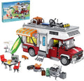 Camping Van Construction Toy 924 Pieces Building Block Set with Picnic Table Grill &amp Fire Scene Gift for Kids Teens &amp Vehicle Fans