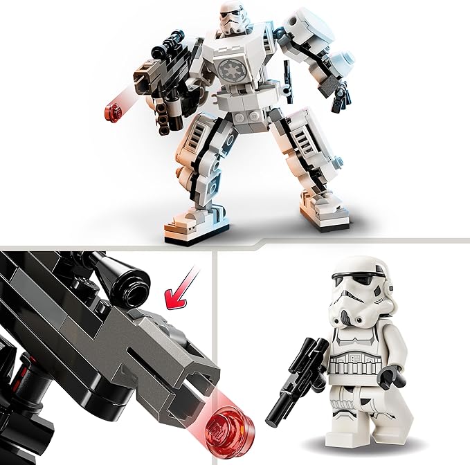 Lego 75370 Star Wars The Stormtrooper Robot Buildable Figure Model with Articulated Parts Minifigure and Blaster Tenon Launcher Toy for Kids Boys and Girls from 6 Years Old