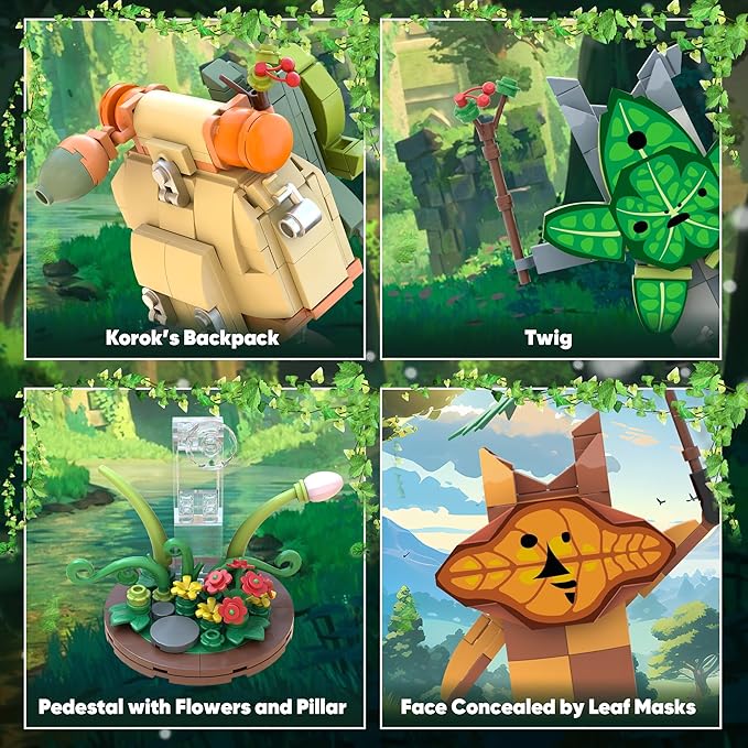 Koroks Building Set 5 Characters Building Block Sets for BOTW Fans Cute Game Merch Action Figures Great Toys Gifts for Fans Kids Adults