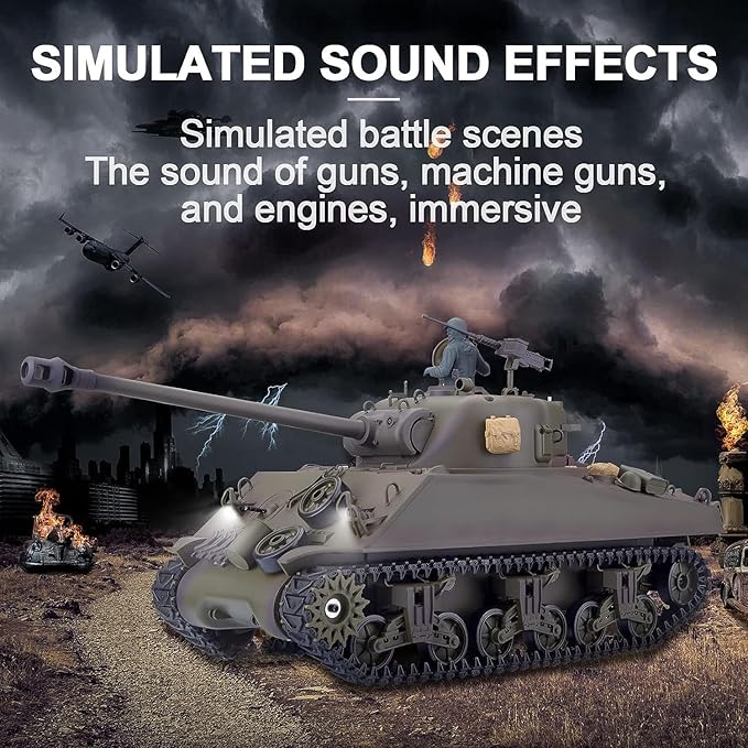 POCO DIVO Sherman M4A3 US Medium Tank 1/16 Scale RTR RC Military Vehicle Heng Long 3898 Standard Edition P Version Airsoft BB Battle Infrared IR Fight Simulate Smoke Sound Light Recoil Model