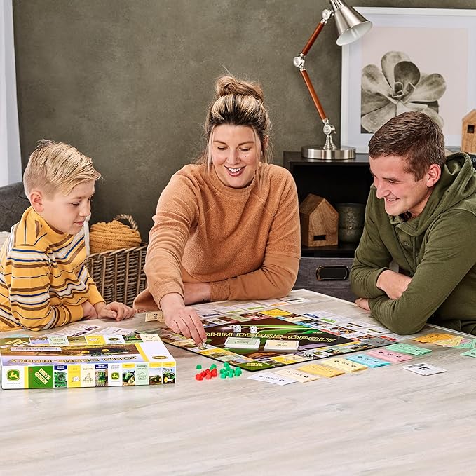 TOMY John Deere-opoly Kids Board Game - Cooperative Farming Games for Kids - Classic Board Games for Family Game Night - Tractor Themed Board Game - Farm Games Ages 8 Years and Up