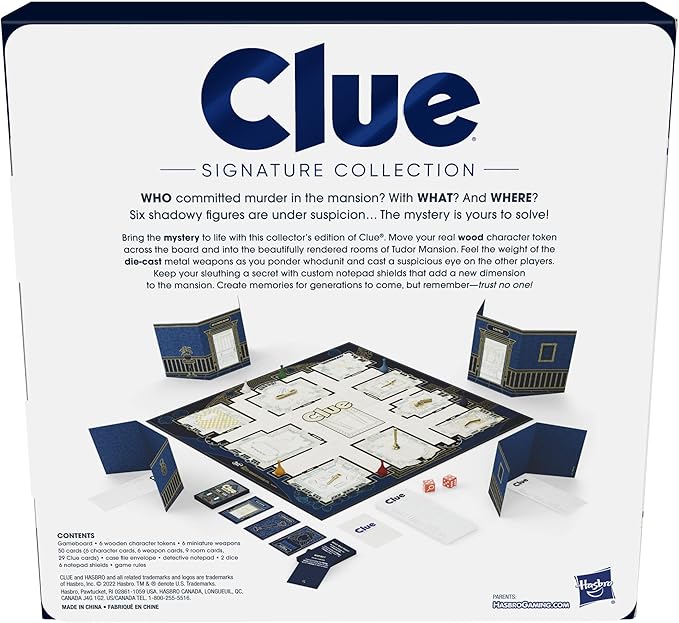 Hasbro Gaming Clue Board Game Signature Collection Premium Packaging and Components Family Games for Kids and Adults Mystery Games for 2 to 6 Players