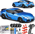 IntelLock 1:24 RTR RC Drift Car with Scratch-Free Drift Tires 4WD High-Speed JDM 2 Rechargeable Batteries LED Lights 2.4GHz Remote Control Car for Kids &amp Adults Indoor/Outdoor (Blue 2)